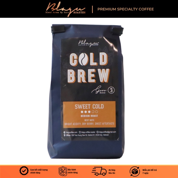 Cà phê Blagu hạt đã rang, Guru 3 blend Sweet Cold | Dòng Cà Phê chuyên dùng Cold Brew | Medium 250g