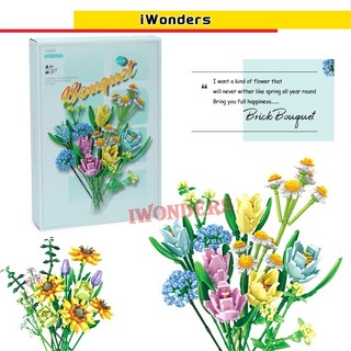 Khối Đồ Chơi Lắp Ráp Hình Bó Hoa moc Sáng Tạo Trang Trí Nhà Cửa