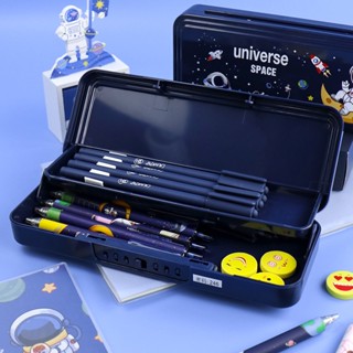   Tặng 4 bút chì  Hộp bút 2 tầng bằng nhựa cao cấp đẹp,hộp bút có mật khẩu chống mất đồ,hình in 