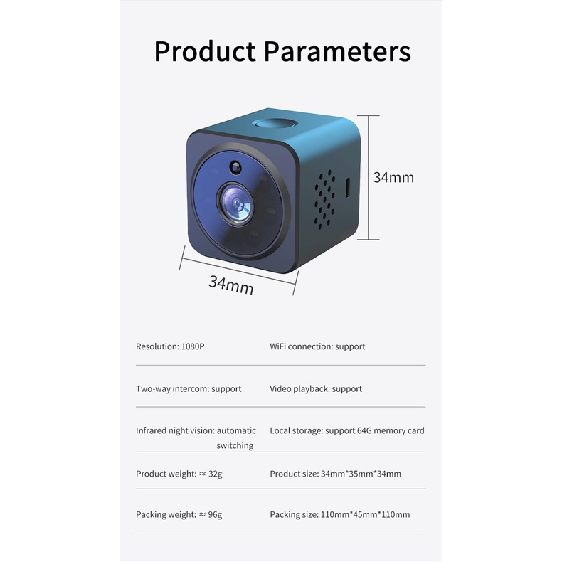 Camera Không Dây mini as02 hd Hai Chiều Tự Động Nhìn Ban Đêm Mới 2024