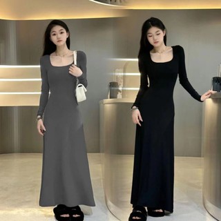 Đầm Tay Dài Cổ Vuông Phong Cách Hàn Quốc Ngọt Ngào Dành Cho Nữ