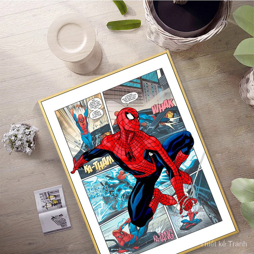 Tranh Vải Bạt Treo Tường In Hình Người Nhện / Người Sắt hulk marvel Trang Trí Nhà Cửa Hiện Đại