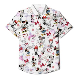 Áo sơ mi ngắn tay họa tiết hoạt hình mickey thời trang