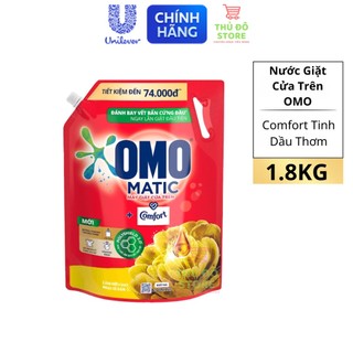 Nước giặt omo matic cửa trên comfort tinh dầu thơm vàng - túi 1.8kg