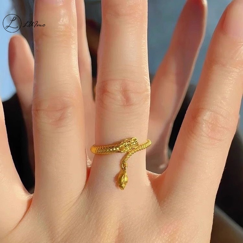 Nhẫn Mạ Vàng Hình Rồng Chống Thấm Nước Thời Trang unisex