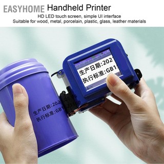 EasyHome Máy In Phun Cầm Tay Màn Hình Cảm Ứng LED Ngày Khô Nhanh Mã Hóa Nhãn Phích Cắm US 100‑240V