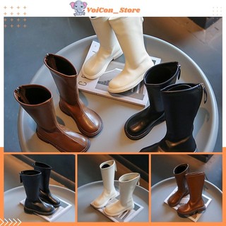 Giày bốt da cổ dài cho bé gái 5 - 12 tuổi Boot cao đến đầu gối chân thời trang phong cách Hàn Quốc