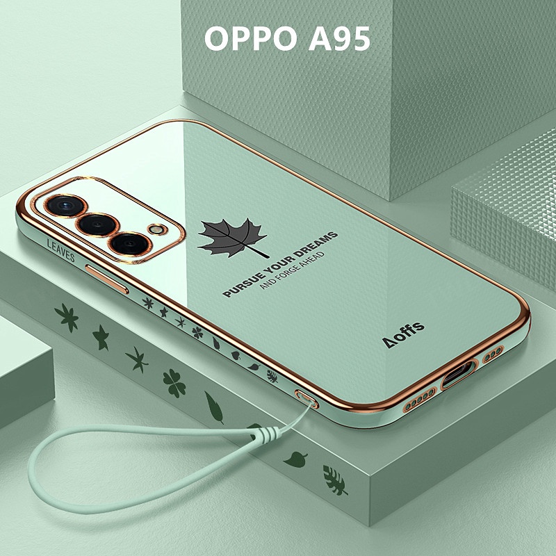 Ốp Lưng OPPO A95 Mạ điện Lá phong Mềm Ốp Điện Thoại OPPO A95