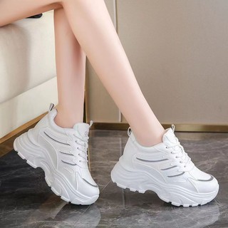 Giày thể thao tăng chiều cao phối lưới thoáng khí thời trang thu đông cho nữ
