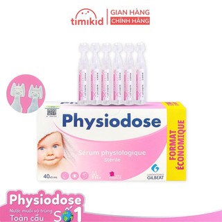 Nước Muối Sinh Lý Physiodose Nhập Khẩu Pháp Vệ Sinh Tai, Mũi, Mắt Cho Bé (Hộp 40 ống x 5ml)