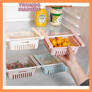 Khay ngăn kéo tủ lạnh thông minh để đồ thức ăn thực phẩm kệ nhựa đa năng treo gấp gọn co giãn tiện lợi