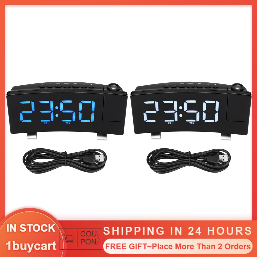 1buycart1 Đồng hồ báo thức kỹ thuật số Chiếu 180° trên tường trần USB Powered FFG