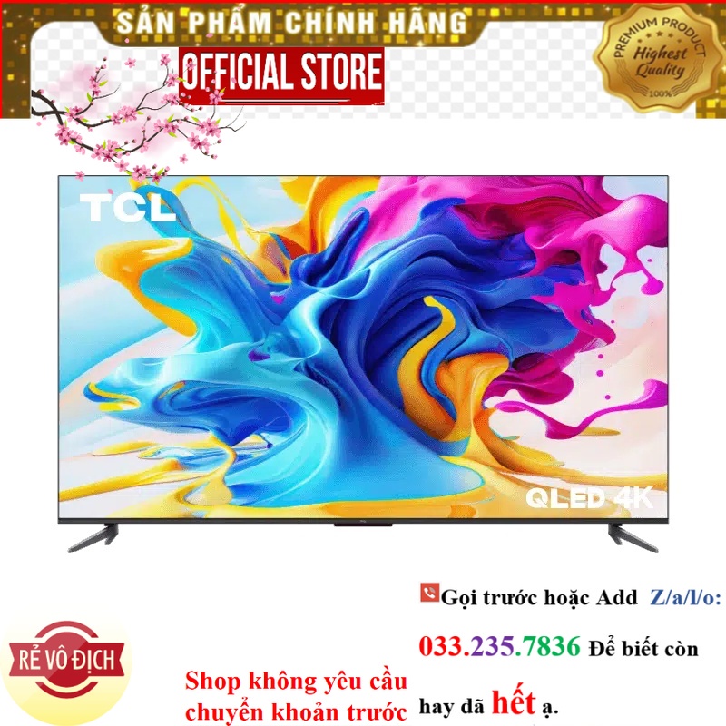 {Mới} Google Tivi TCL QLED 4K 43 inch 43C645 - Miễn phí lắp đặt