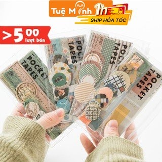 Set túi zip 40 tờ giấy dán phong cách Vintage trong trẻo VPPTUEMINH, Bộ Sticker trang trí Tuệ Minh