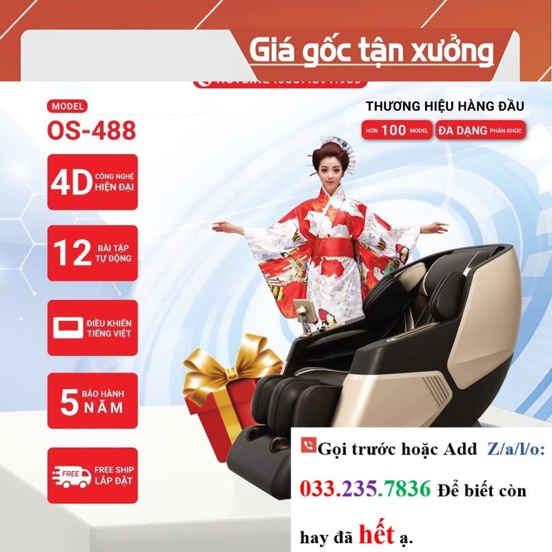 Ghế massage Okinawa Os-488 model 2023, con lăn 4d - <<Hãng