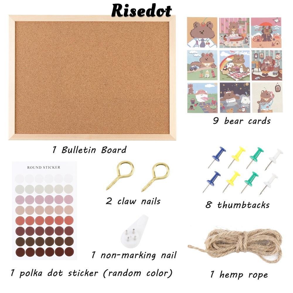 Risedot Vision Board Gỗ Trang Trí Tường Văn Phòng Trường Corkboard