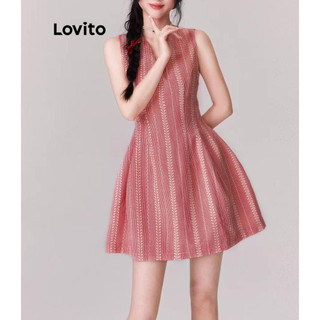 Đầm Lovito họa tiết sọc phong cách thường ngày cho nữ LNA69062