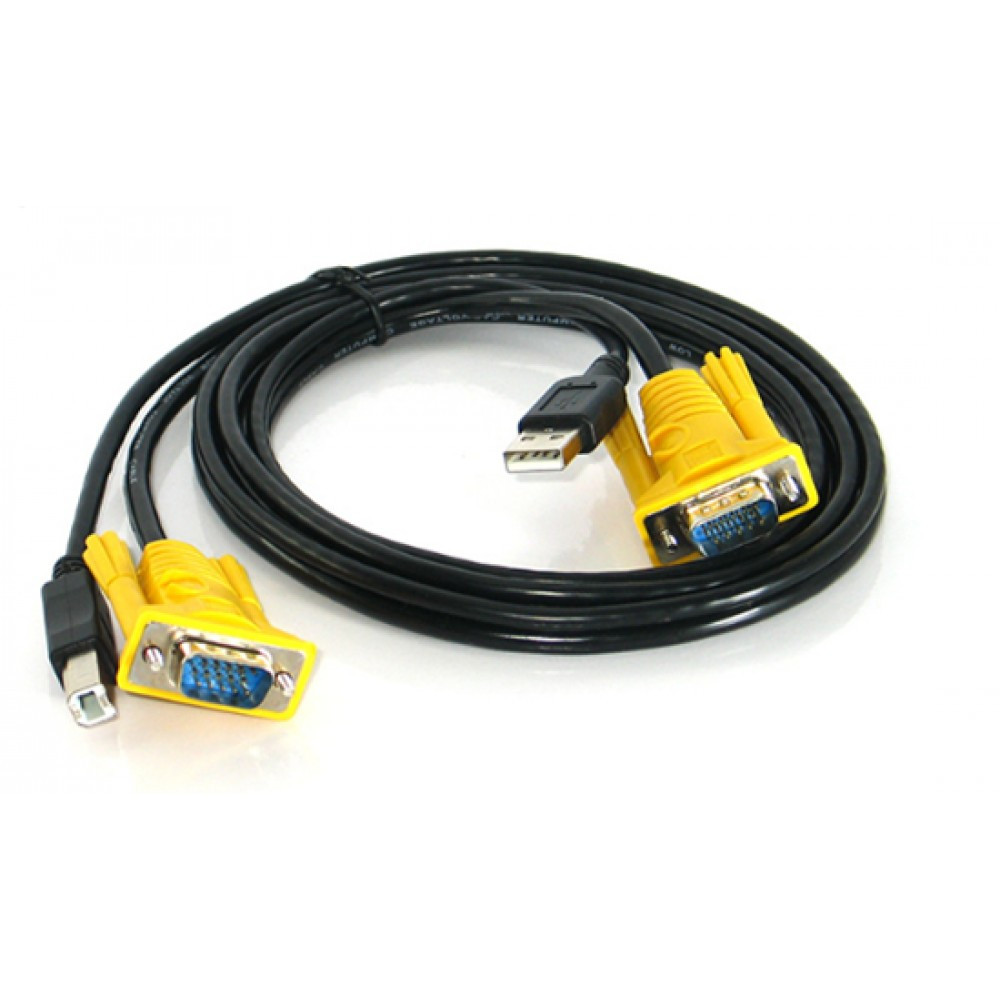 Cáp KVM USB 1.5M 15Pin VGA Male to Male Hỗ Trợ Đa Độ Phân Giải 2048x1536 USB-A USB-B KVM Switch