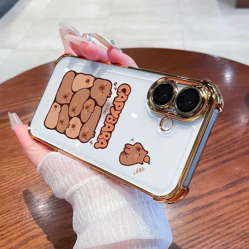 Vỏ Capybara dễ thương cho iQOO 15 Neo 11 10 Pro Plus Z10 Turbo Pro iQOO15 iQOOeo11 Vỏ trong suốt mạ 