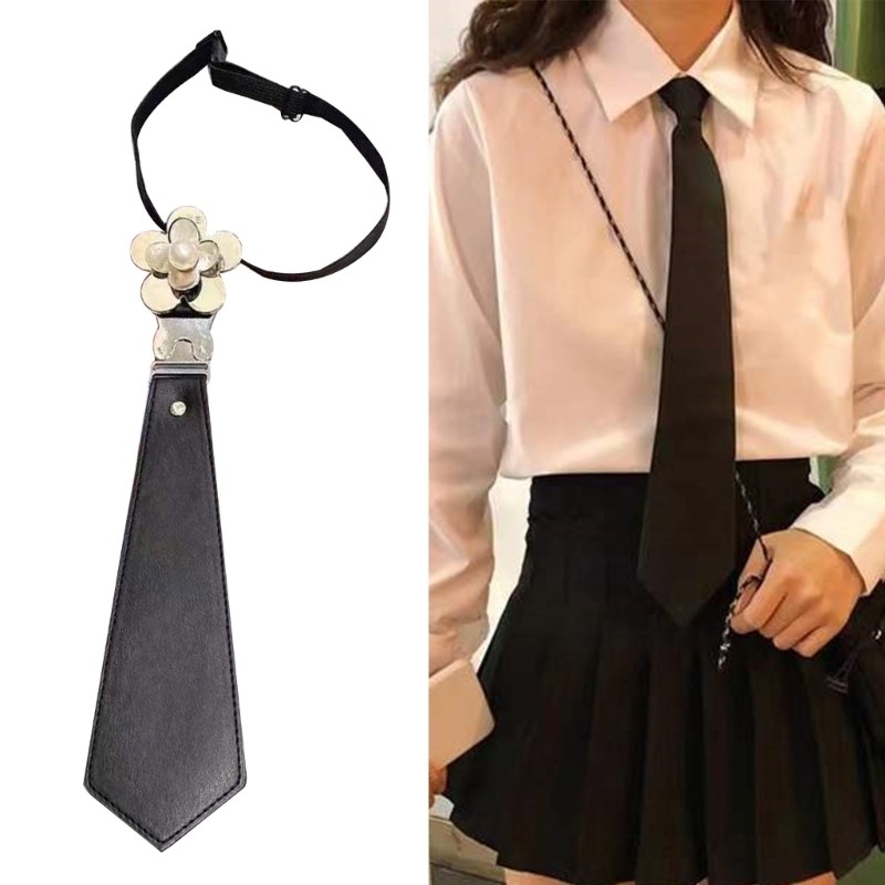 R * Dây buộc JK có thể điều chỉnh với Bowknot Preepy Look Đồng phục đi học Bowtie Cà vạt tối