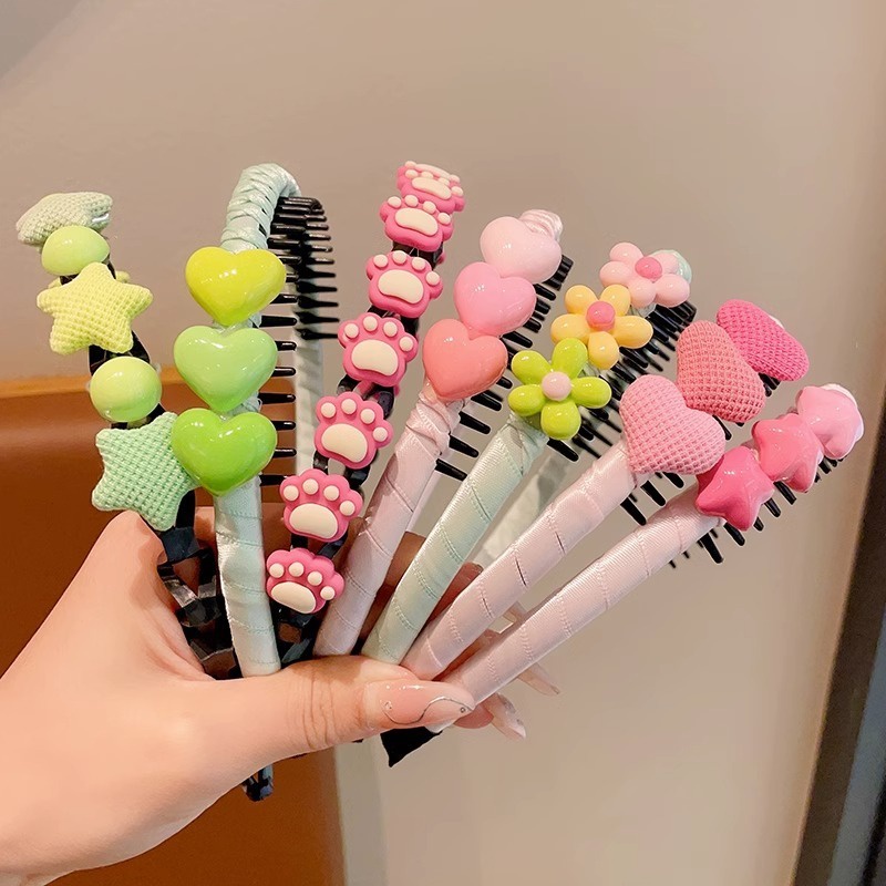 Băng Đô Cài Tóc Kèm Răng Chống Trượt Kiểu Hoạt Hình Dễ Thương Cho Bé Gái