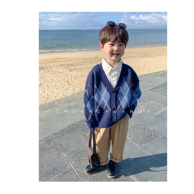 Áo Khoác cardigan Dệt Kim Mỏng Phong Cách Hàn Quốc Thời Trang Xuân Thu Cho Bé Trai