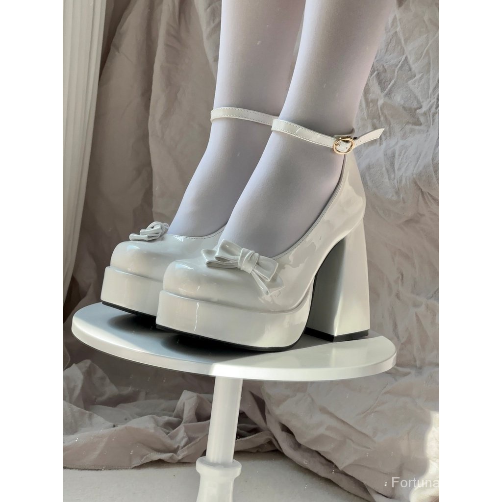 Mary jane Giày Da Cao Gót Phong Cách lolita Xinh Xắn Cho Nữ