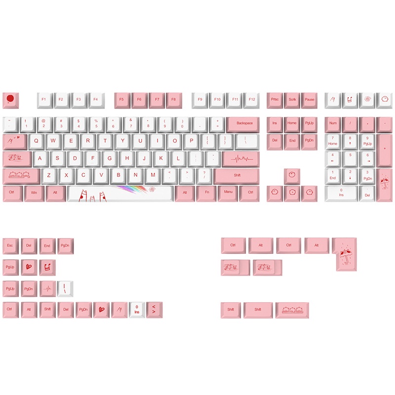 Keycaps bàn phím cơ, keycaps PBT, Dye-sublimation, XDA9.5mm, 133 phím, thích ứng với switch vệ tinh, phù hợp với bàn phím cơ có số phím 61/86/97/98/104/108 ​