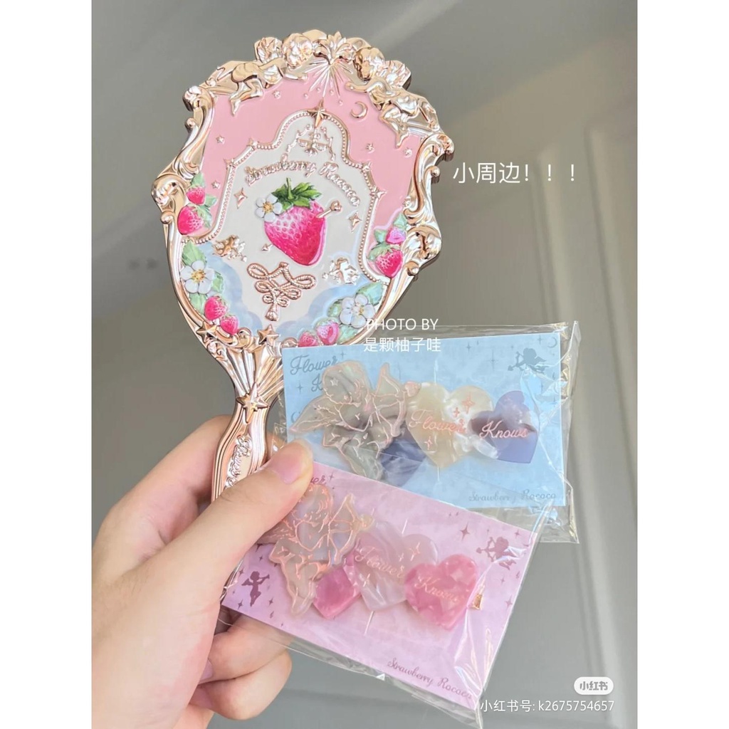 Mới Cốc Nước Cầm Tay Có Gương Hình Dâu Tây / Trái Tim / Thiên Thần Màu Xanh Bạc Hà / Hồng Xinh