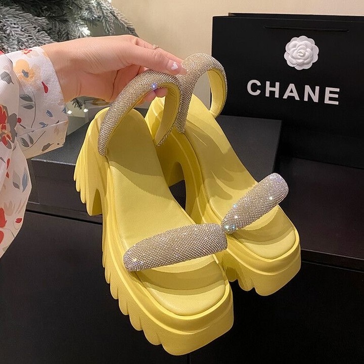 Giày Cao Gót Đế Dày Đính Đá Thời Trang Dành Cho Nữ