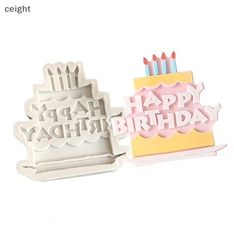 Khuôn Silicon Làm Bánh Kem / Kẹo / Sô Cô La Hình Chữ happy birthday Độc Đáo diy