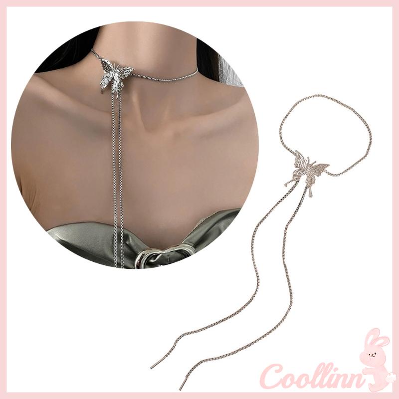 Coo Vòng Cổ choker Dây Xích Dài Có Thể Điều Chỉnh Mặt Hình Bướm Tinh Tế Phong Cách vintage Thanh Lịch Dành Cho Bạn Nữ g