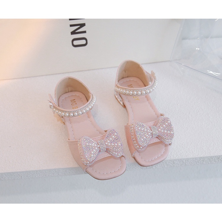 Giày Sandal Đế Mềm Hở Ngón Đính Nơ Phong Cách Công Chúa Thời Trang Mùa Hè 2023 Cho Bé Gái