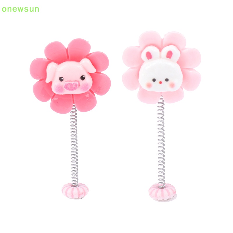 Bộ 5 Đồ Trang Trí Xe Hơi Hình Hoa Hoạt Hình Có Lò Xo Lắc Mới