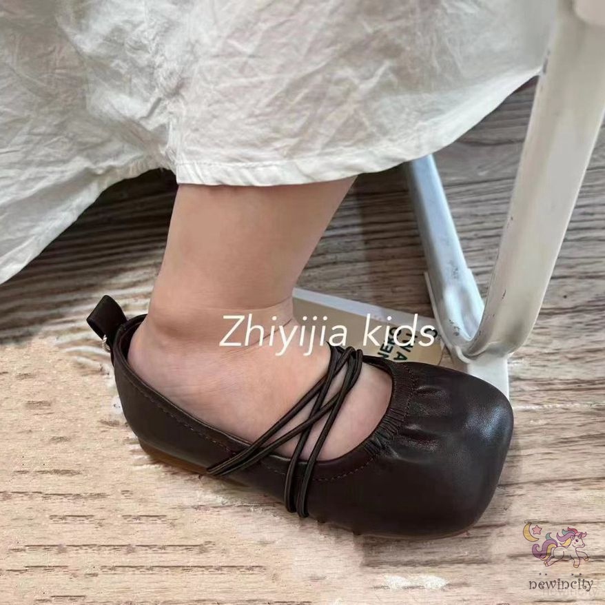 Giày Da Bít Mũi Chống Trượt Phong Cách Hàn Quốc Cho Bé Gái