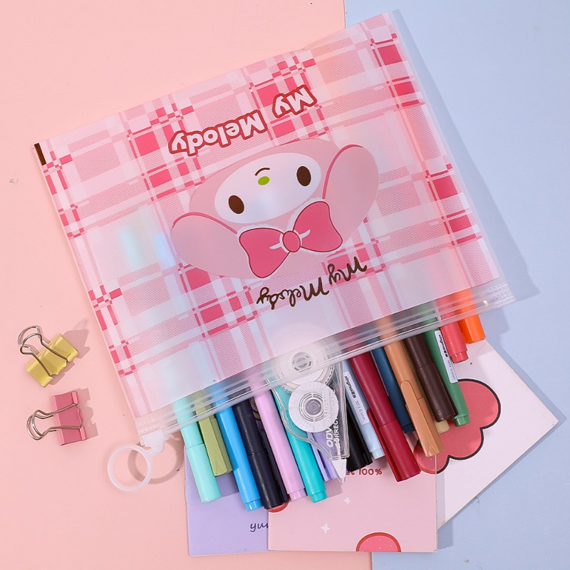 Kawaii sanrio Túi Đựng Bút Dạng Cuộn Trong Suốt Chống Thấm Nước Họa Tiết melody melody Dễ Thương