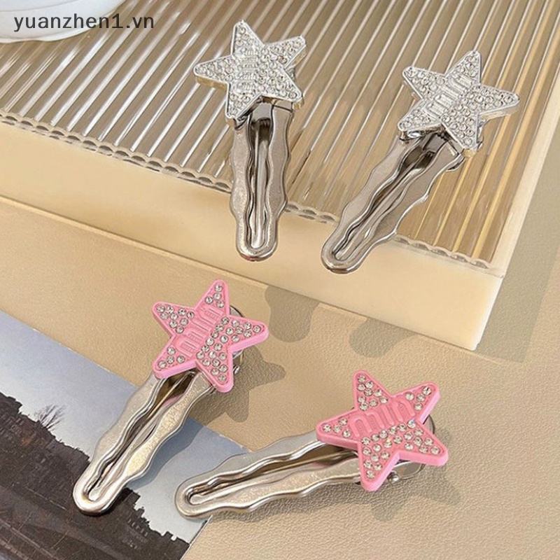 Set 2 Kẹp Tóc Hình Ngôi Sao Năm Cánh Màu Bạc Thời Trang Cho Nữ