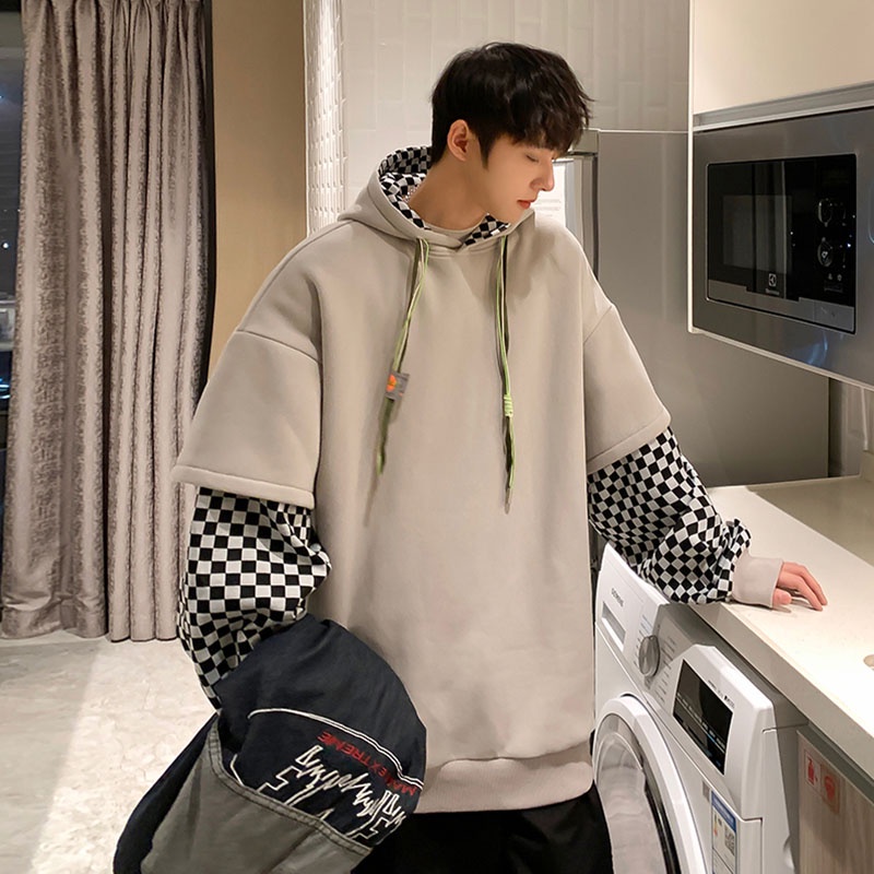 Áo Hoodie Giả Hai Lớp Dáng Rộng Phong Cách Mới Mùa Thu 2023 Cho Nam