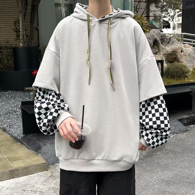 Áo Hoodie Giả Hai Lớp Dáng Rộng Phong Cách Mới Mùa Thu 2023 Cho Nam