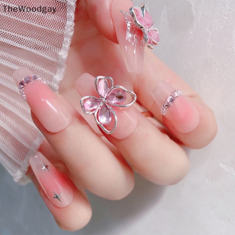 Bộ 5 Phụ Kiện Đính Trang Trí Móng Tay Hình Bướm 3d Bằng Hợp Kim Kích Thước 14.5x13mm