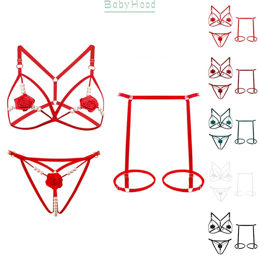 Sexy Lingerie Female Thong Sexy Rose Suit  Fishnet Tights Sexi Lace Garter strap#BBHOOD