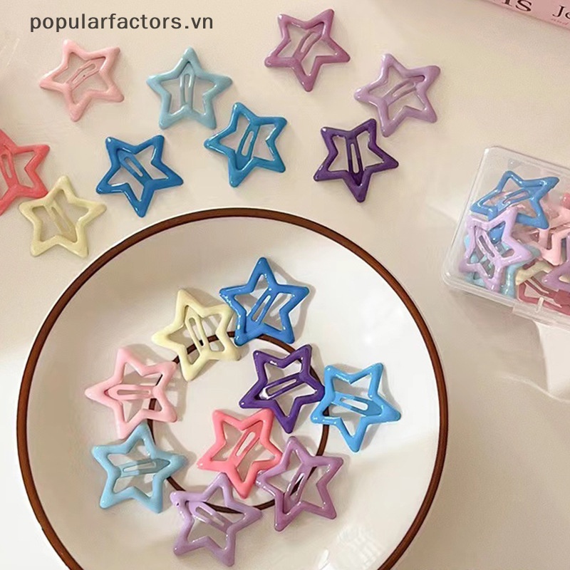 Set 5 Kẹp Tóc Kim Loại Hình Ngôi Sao Năm Cánh Nhiều Màu Sắc Ngọt Ngào Cho Bé