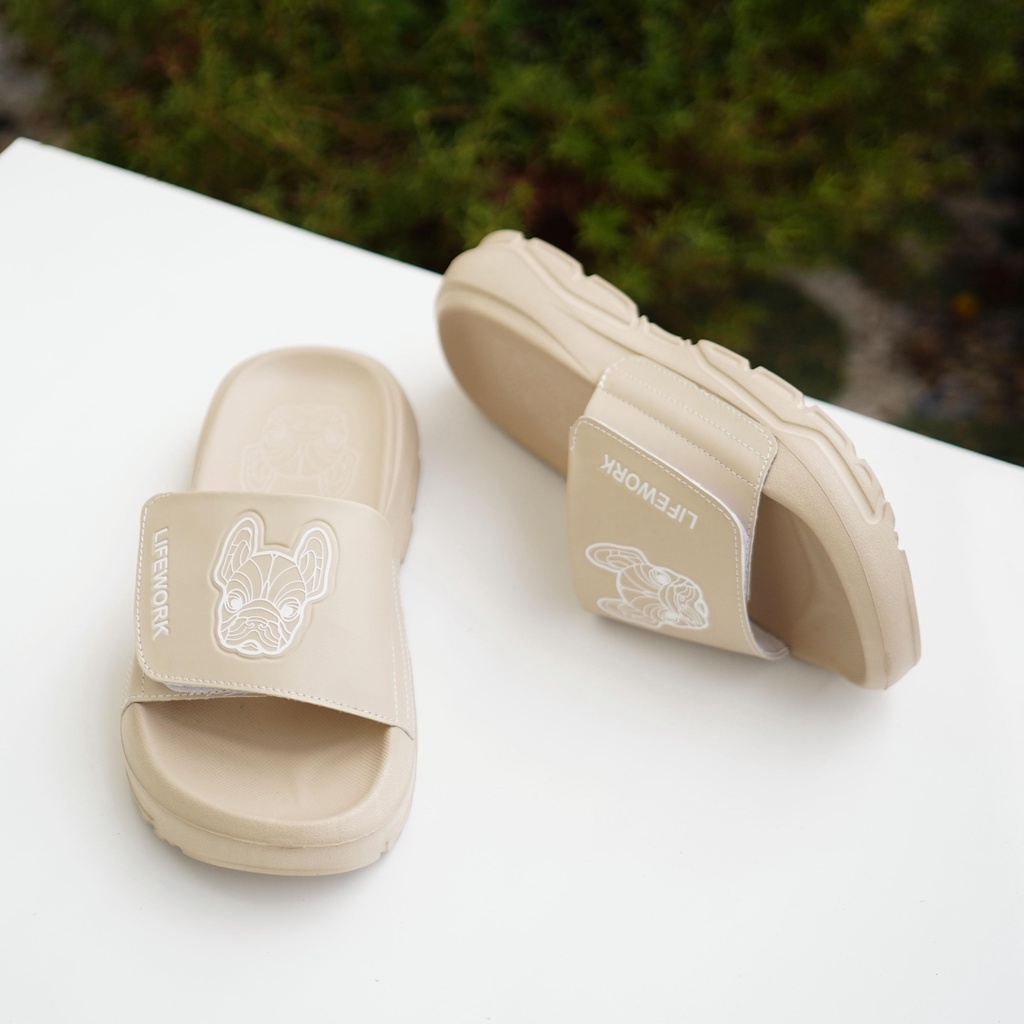 Dép LW đế cao quai dán hàn quốc quai in hình chú chó