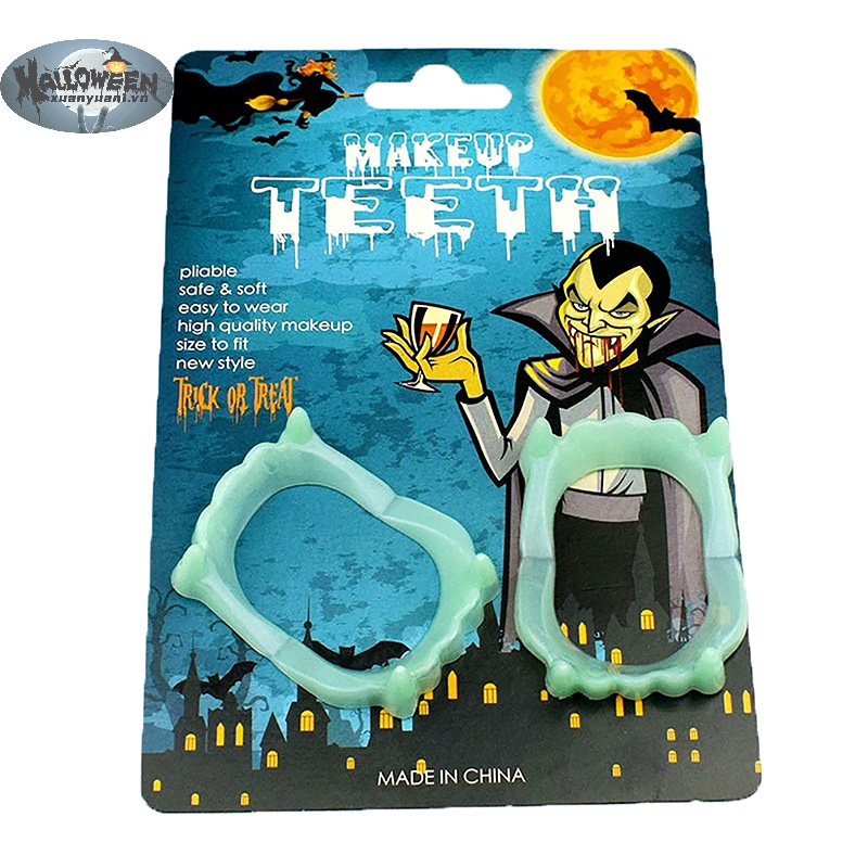 1 Cặp Răng Nanh Giả Dạ Quang Hóa Trang Ma Cà Rồng halloween