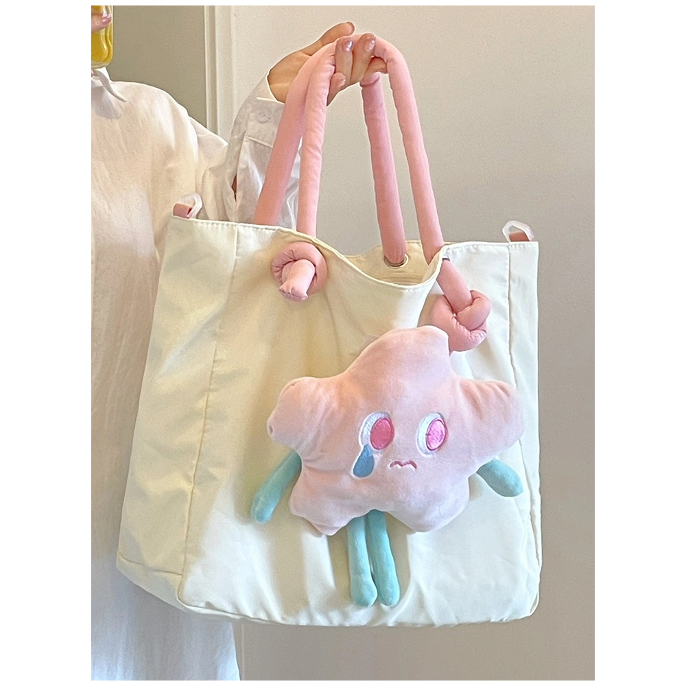 Túi Xách canvas Cỡ Lớn Họa Tiết Ngôi Sao Dễ Thương Cho Nữ Sinh