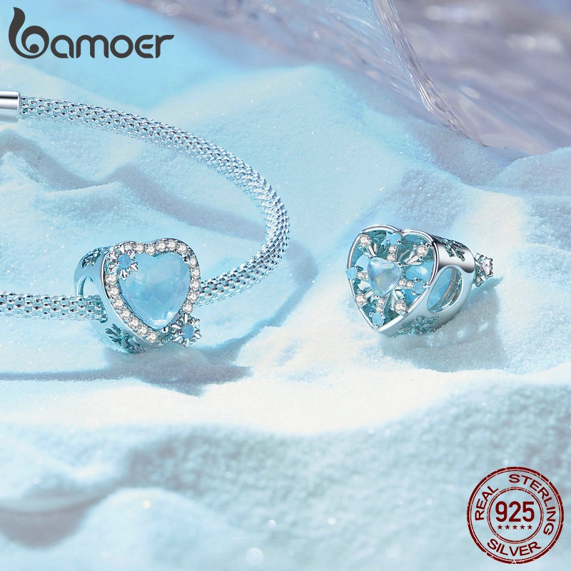 Bamoer Mặt Dây Chuyền Bạc sterling 925 Hình Bướm Và Tuyết Màu Cầu Vồng