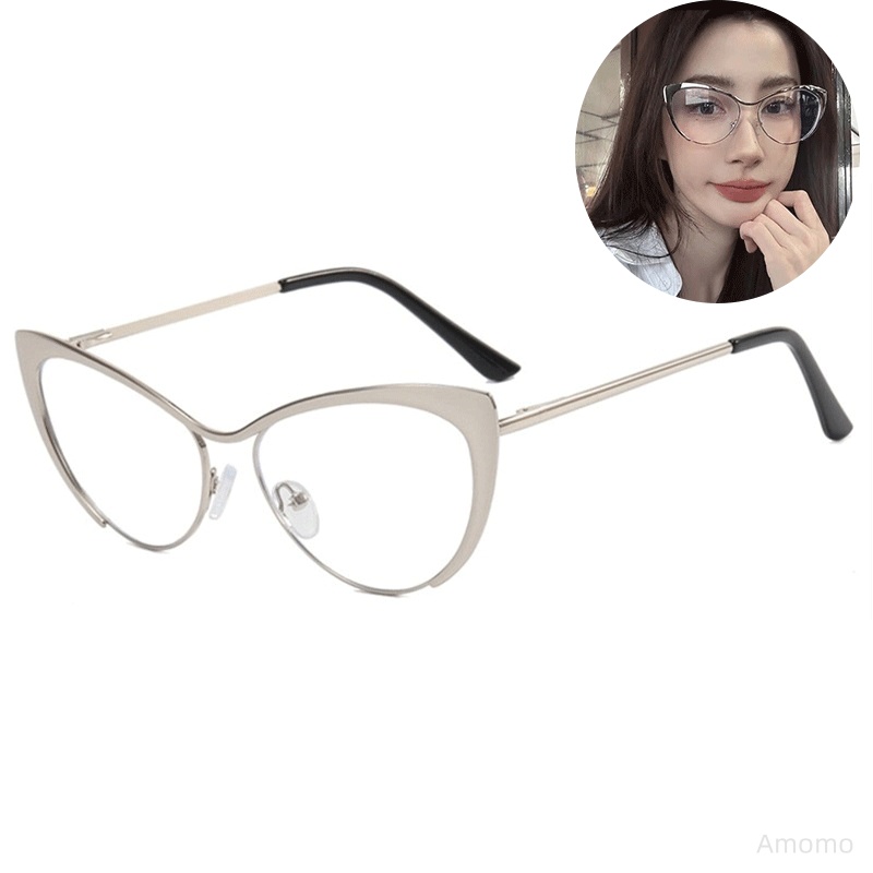 Gọng kính cận/kính cận có độ   Kính Mắt Mèo Gọng Kim Loại Chống Ánh Sáng Xanh Phong Cách Hàn Quốc Cho Nữ gọng kính cận