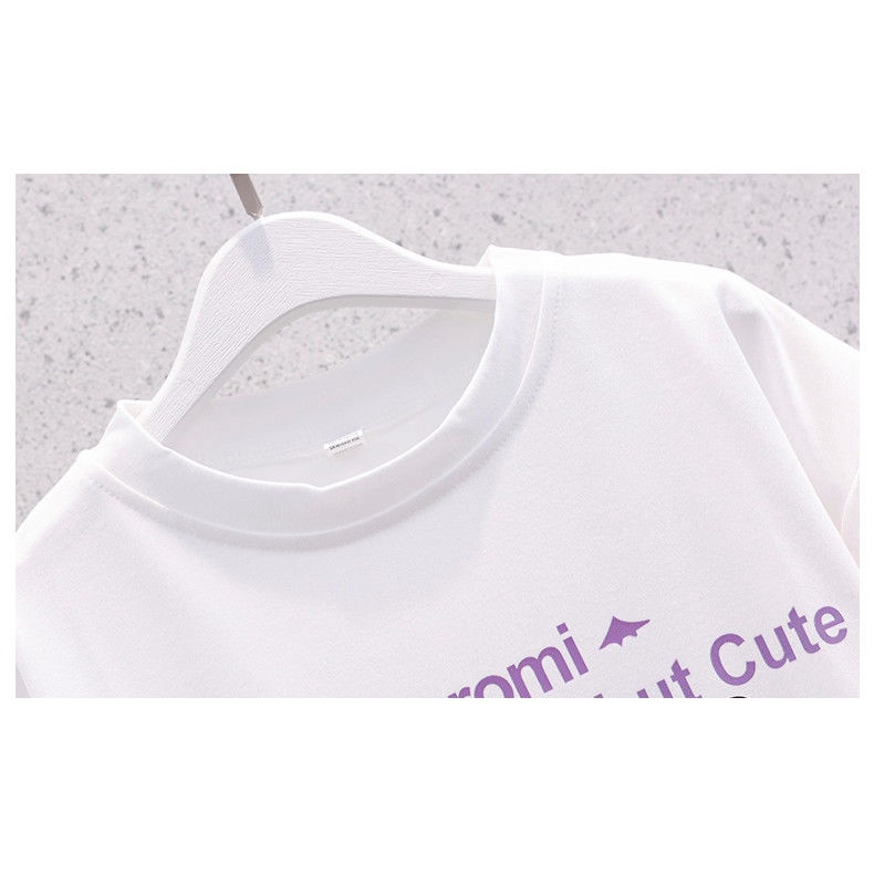 Set Đồ 2 Món Gồm Áo Thun + Chân Váy Xếp Ly Bằng Vải cotton In Họa Tiết Hoạt Hình kuromi Dễ Thương Thời Trang Xuân Hè Cho Bé Gái 3