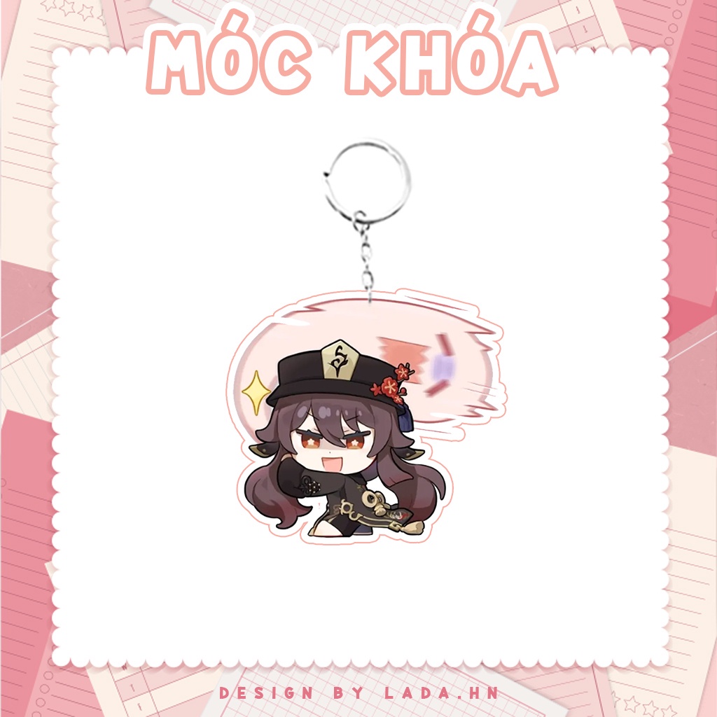 Móc khóa mô hình standee đứng để bàn Hutao Genshin Impact Lada anime đáng yêu chibi trang trí quà tặng