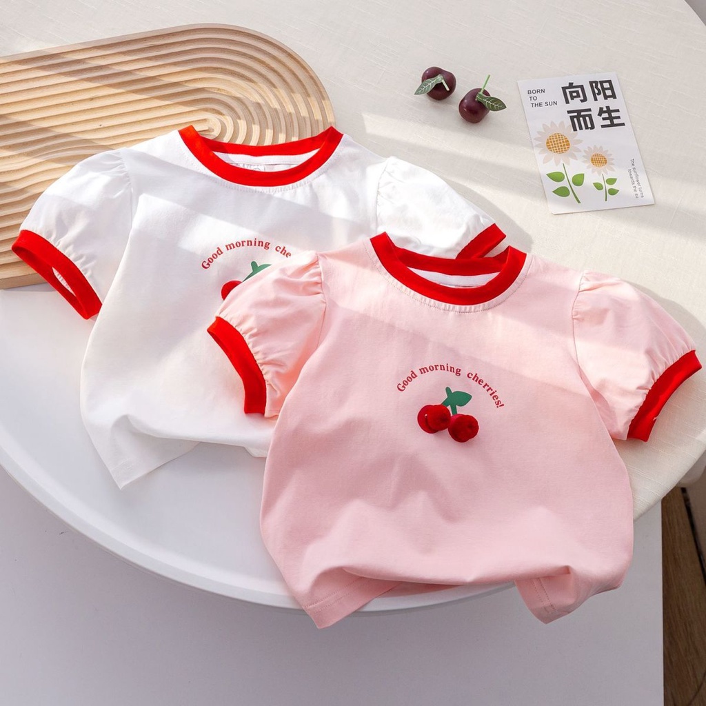 Áo Thun Ba Chiều Tay Ngắn Ngọt Ngào Dễ Thương Thời Trang Mùa Hè Cho Bé Gái